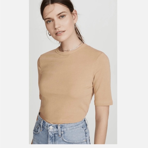 Agolde Elie Fitted Tee, Tan, XL‎ - Picture 1 of 7